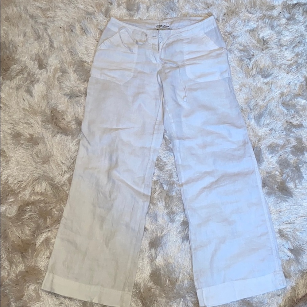 White 100% Linen Pants